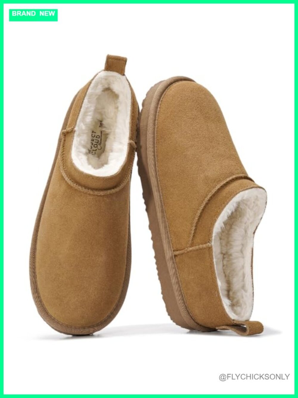 Genuine Leather Micro Boots Slippers Women Slip-On Ankle Bootie Warm Fur Lining